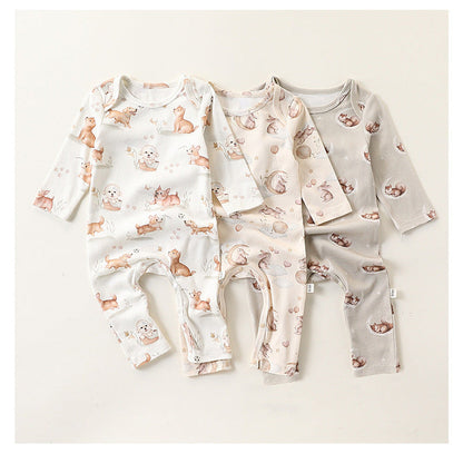 MyKids-USA® Baby Unisex Simple Animals Pattern Long Sleeves Rompers