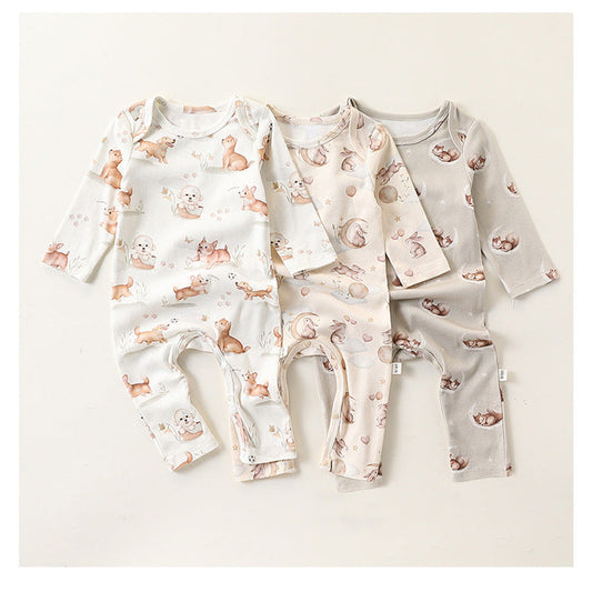 MyKids-USA® Baby Unisex Simple Animals Pattern Long Sleeves Rompers