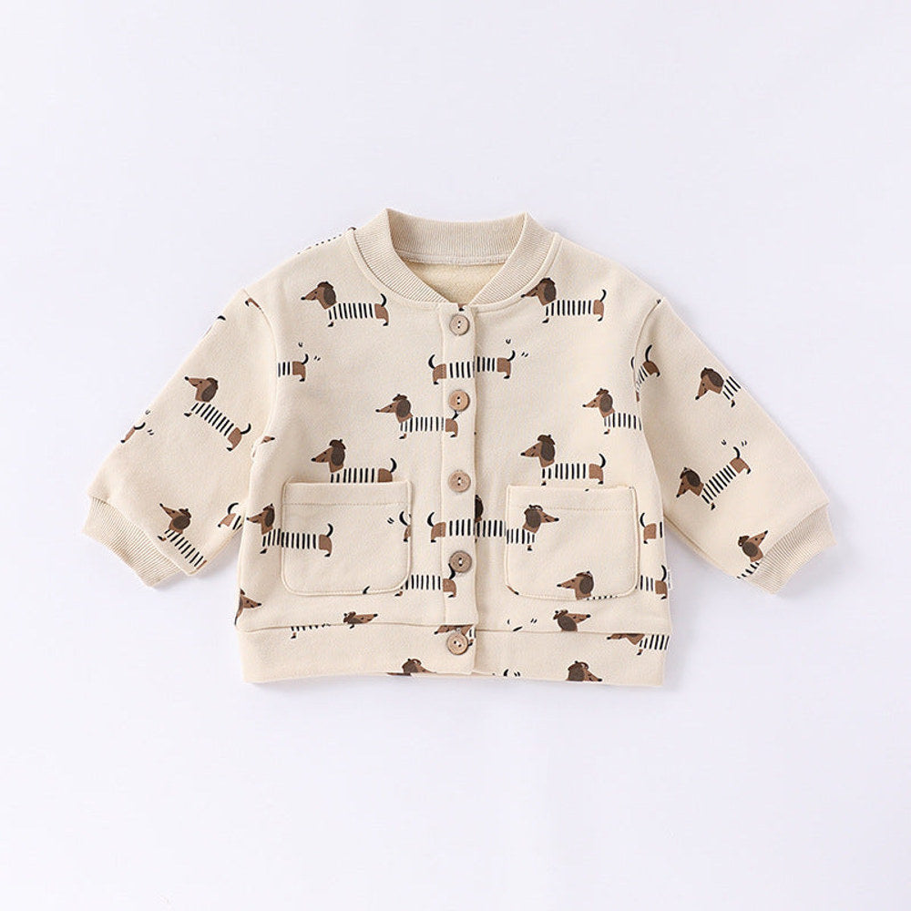 MyKids-USA® Baby Kids Unisex Long Sleeves Cartoon Print Coat and Long Trousers – Clothing Set