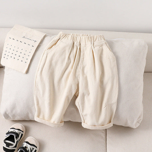 Autumn Arrival Kids Unisex Soft Comfortable Corduroy Long Solid Color Pants
