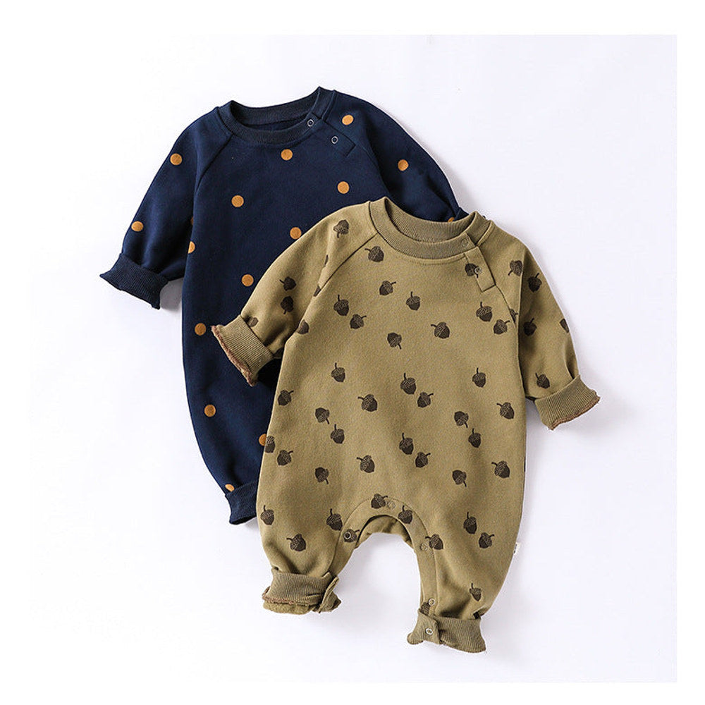 MyKids-USA® Baby Unisex Simple Pattern Long Sleeves Casual Thick Rompers