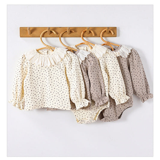 MyKids-USA® pring Baby Kids Girls Floral Pattern Long Sleeves bodysuit and Top Shirt – Sister Matching Set