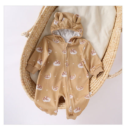 MyKids-USA® Baby Unisex Simple Animals Pattern Long Sleeves Zip-up Rompers