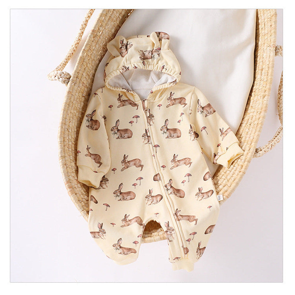 MyKids-USA® Baby Unisex Simple Animals Pattern Long Sleeves Zip-up Rompers