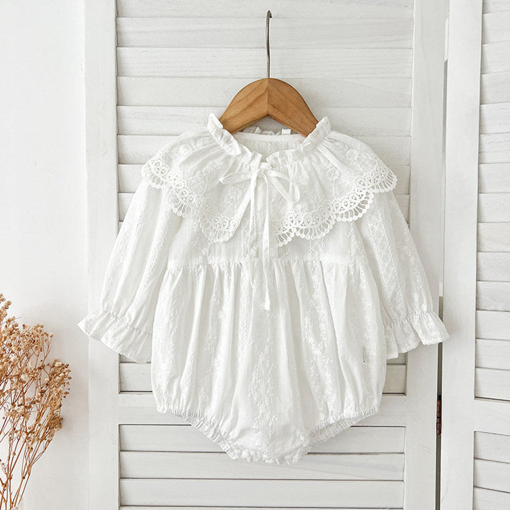 MyKids-USA® Design Floral Embroidery Pattern Baby Kids Girls Bow-Tied Collar bodysuit or Dress – Princess Sister Matching