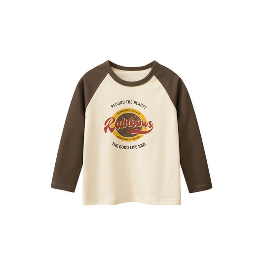 MyKids-USA® Baby Boys Letters Print Color Patchwork Long Sleeves Crew Neck Base Top Shirt
