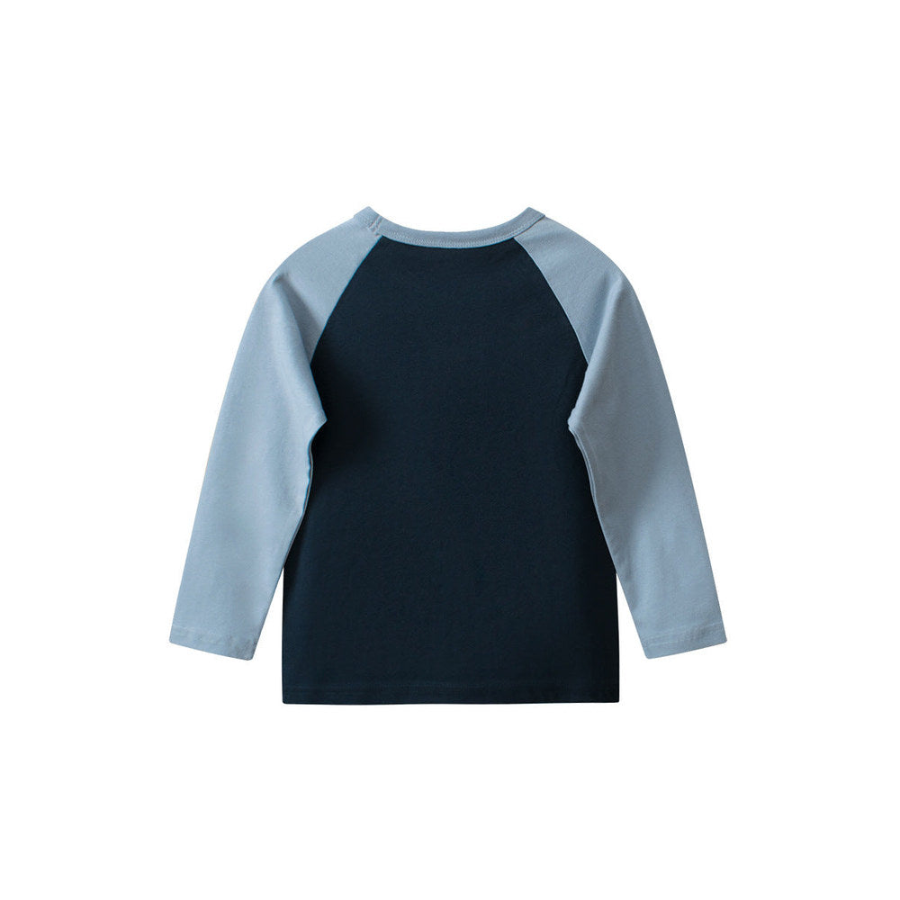 MyKids-USA® Baby Boys Letters and Lion Print Color Patchwork Long Sleeves Crew Neck Base Top Shirt