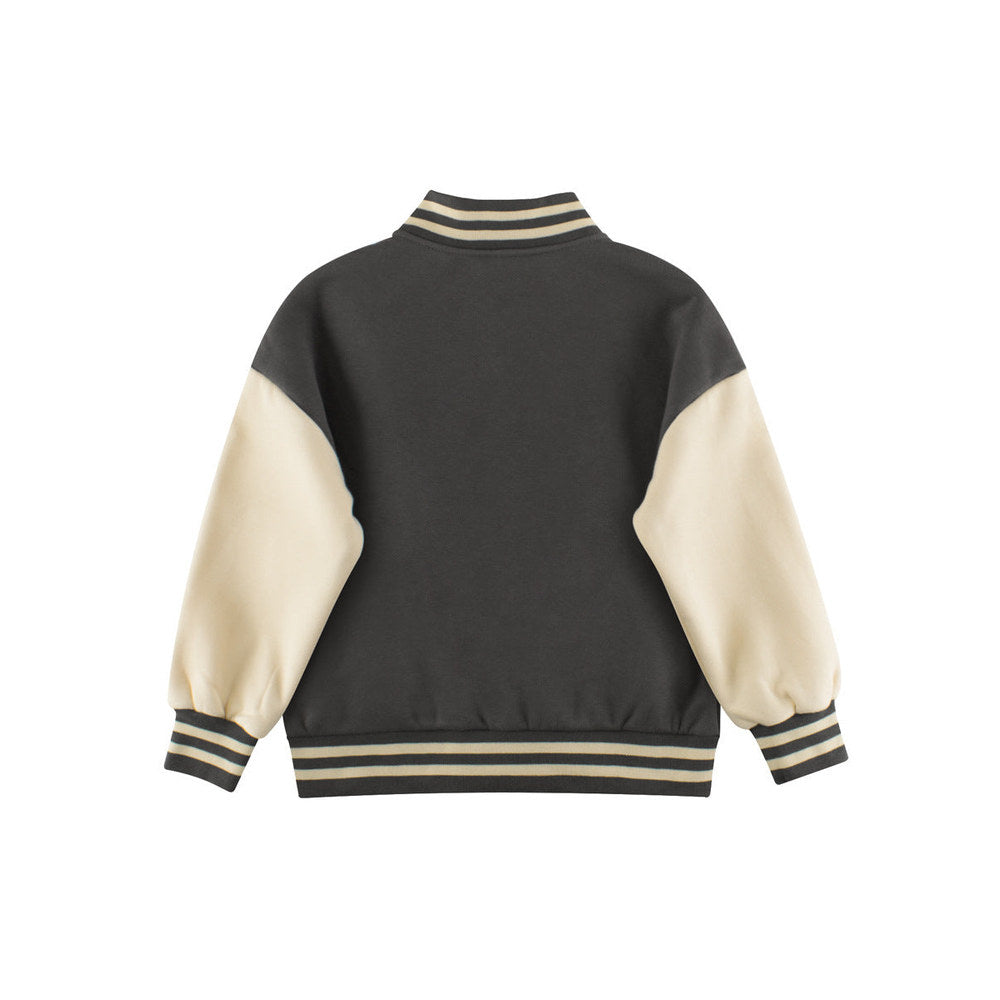 MyKids-USA® Boys and Girls Letters Pattern Contrast Design Single Breasted Baseball Coat