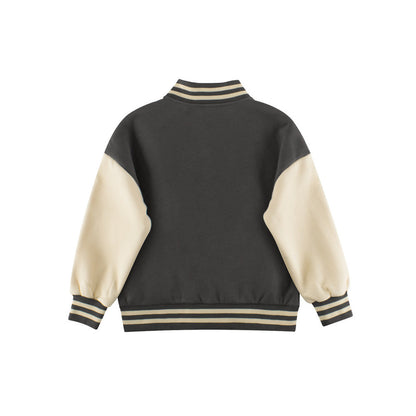 MyKids-USA® Boys and Girls Letters Pattern Contrast Design Single Breasted Baseball Coat