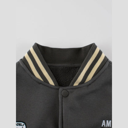 MyKids-USA® Boys and Girls Letters Pattern Contrast Design Single Breasted Baseball Coat
