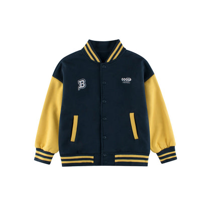 MyKids-USA® Boys and Girls Letters Pattern Contrast Design Single Breasted Baseball Coat