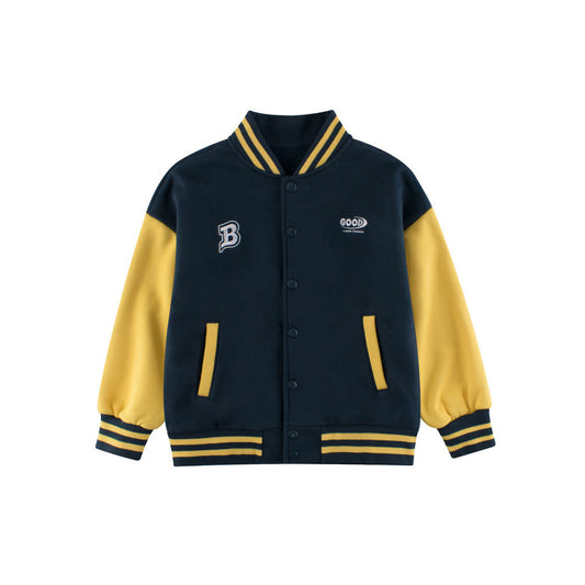 MyKids-USA® Boys and Girls Letters Pattern Contrast Design Single Breasted Baseball Coat