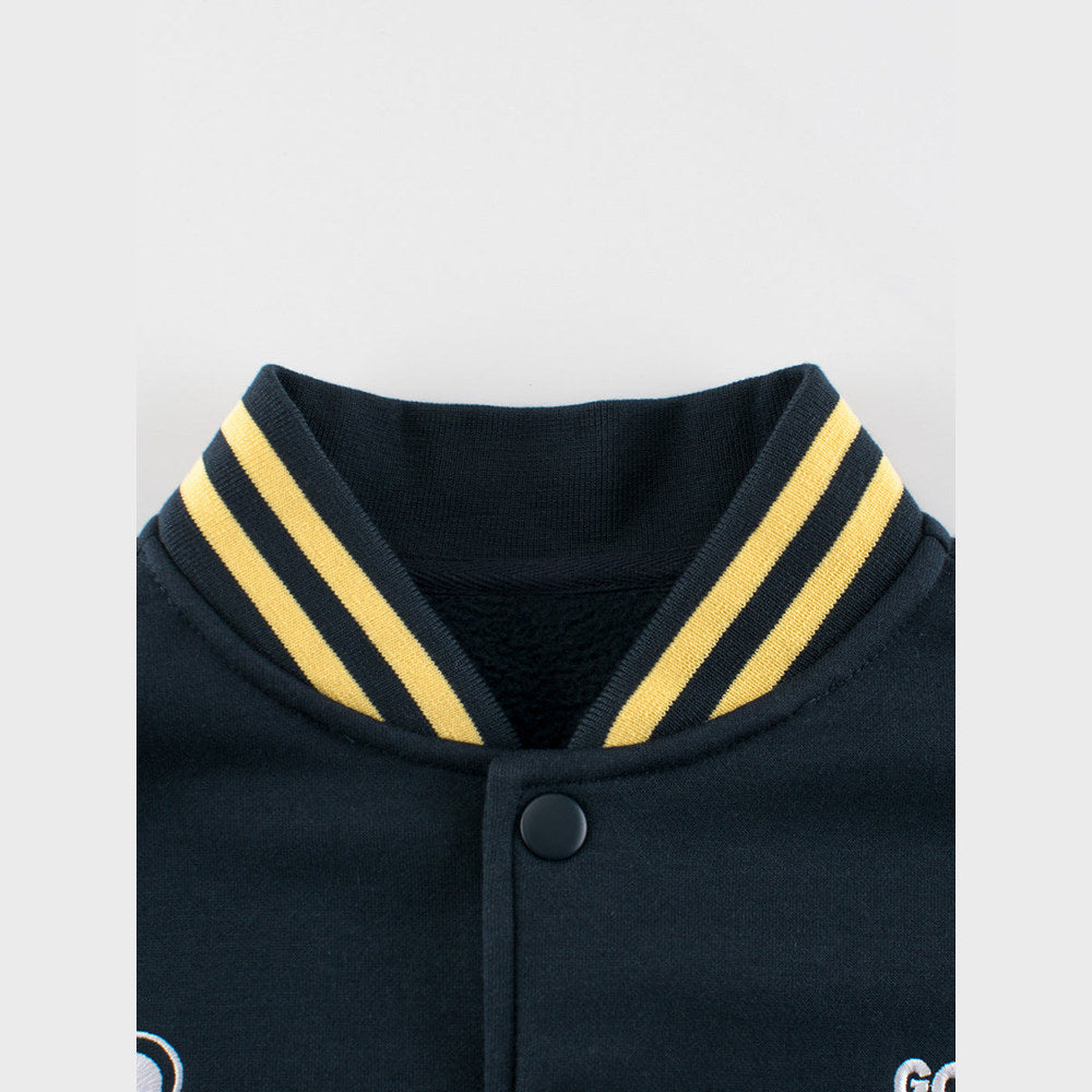 MyKids-USA® Boys and Girls Letters Pattern Contrast Design Single Breasted Baseball Coat