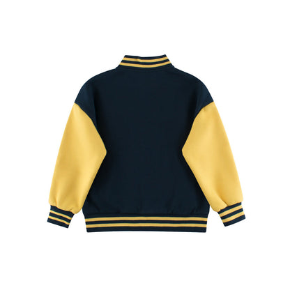 MyKids-USA® Boys and Girls Letters Pattern Contrast Design Single Breasted Baseball Coat