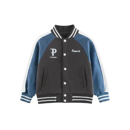MyKids-USA® Boys and Girls Letters Pattern Contrast Design Single Breasted Baseball Coat