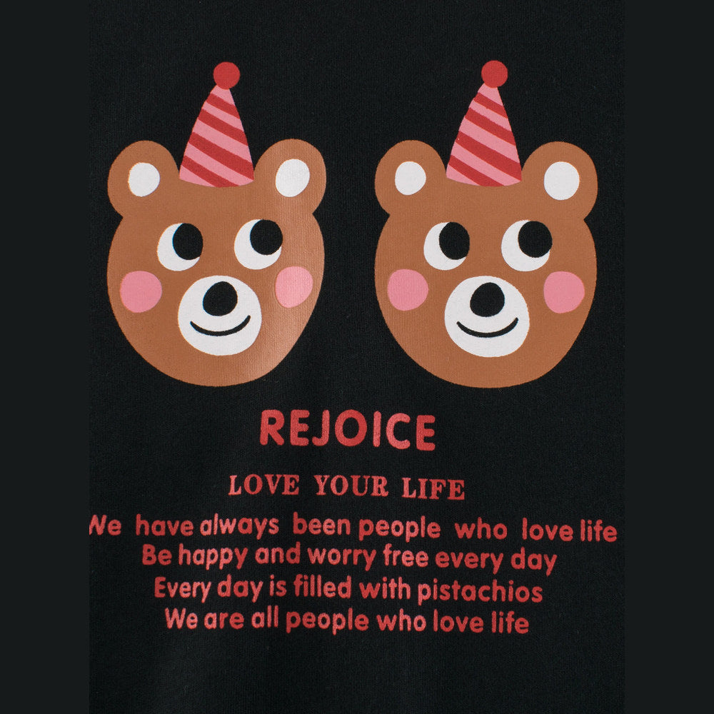 MyKids-USA® Kids Girls Cartoon Print Crew Neck Long Sleeves Color Patchwork Shirt