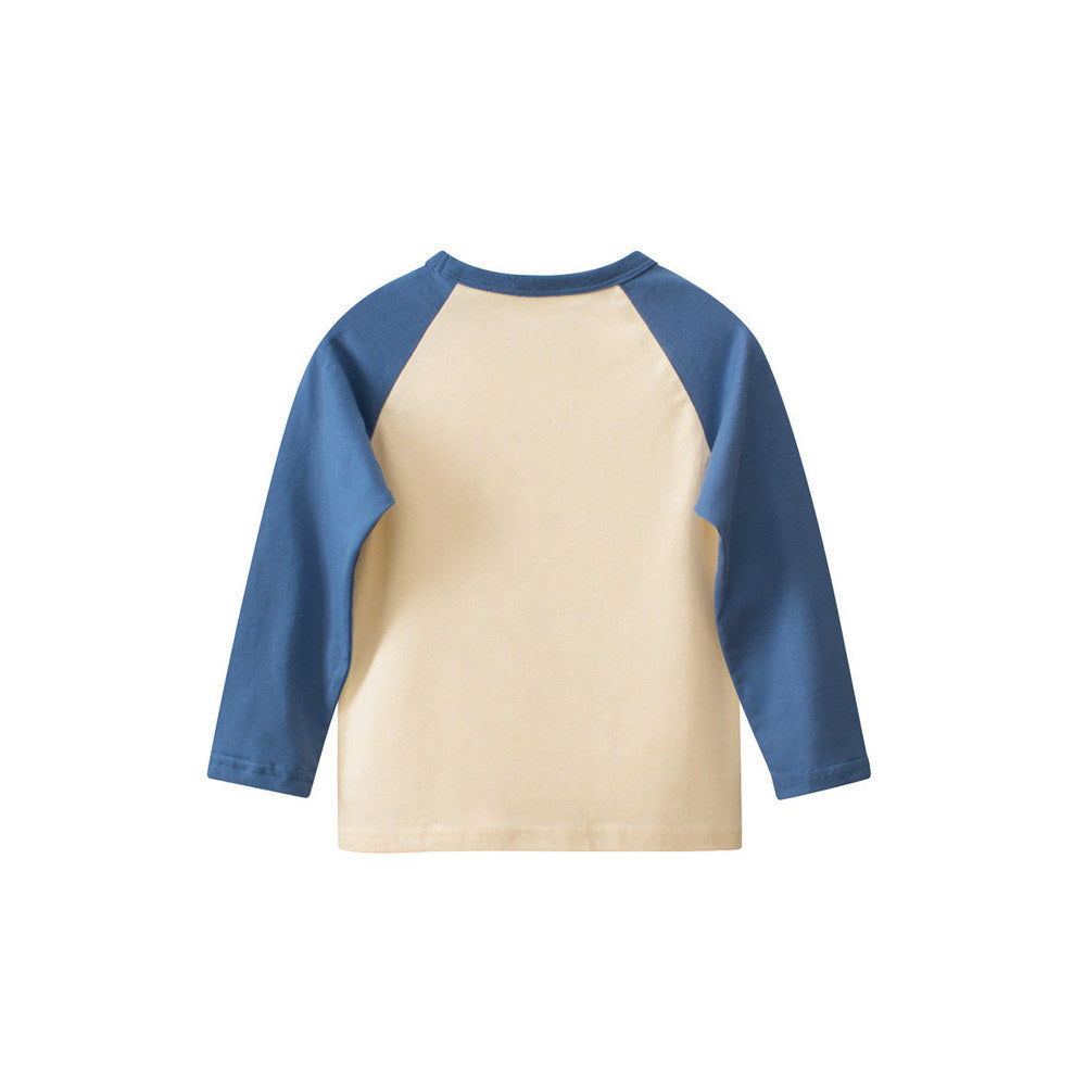 MyKids-USA® Baby Boys Letters and Puppy Print Color Patchwork Long Sleeves Crew Neck Base Top Shirt