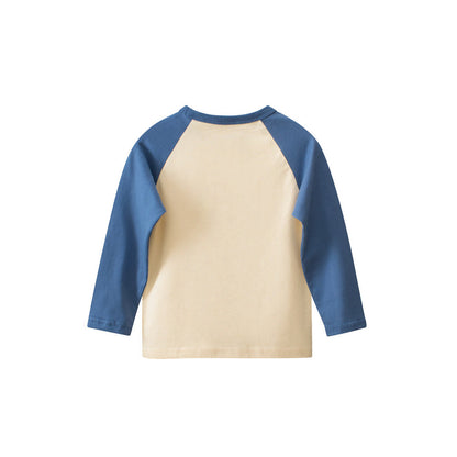 MyKids-USA® Baby Boys Letters and Puppy Print Color Patchwork Long Sleeves Crew Neck Base Top Shirt
