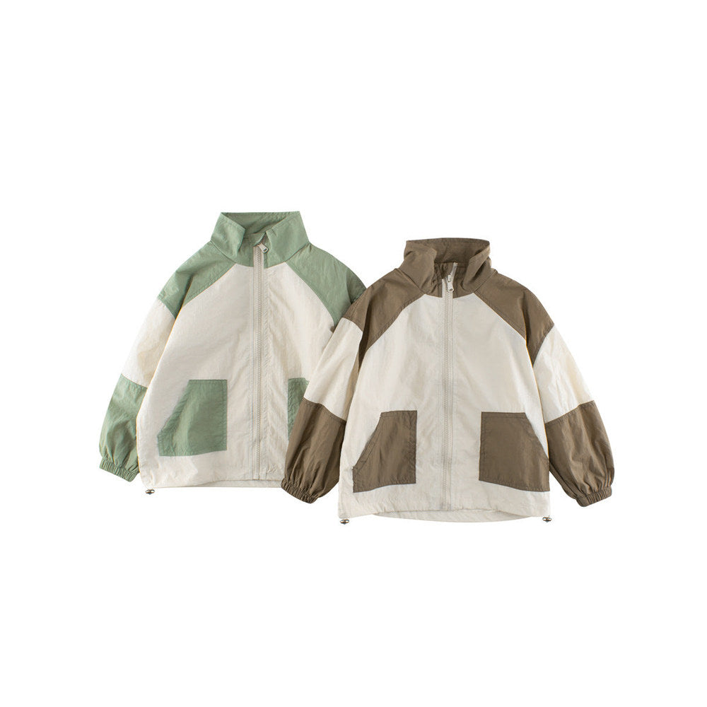 MyKids-USA® European and American Style Boys’ Outerwear: Color Patchwork Long Sleeves Single Breasted Coat for Children