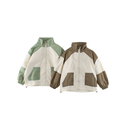 MyKids-USA® European and American Style Boys’ Outerwear: Color Patchwork Long Sleeves Single Breasted Coat for Children