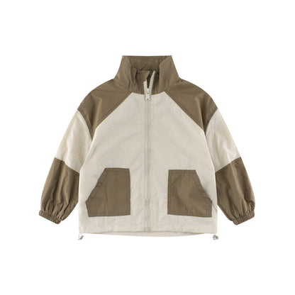 MyKids-USA® European and American Style Boys’ Outerwear: Color Patchwork Long Sleeves Single Breasted Coat for Children