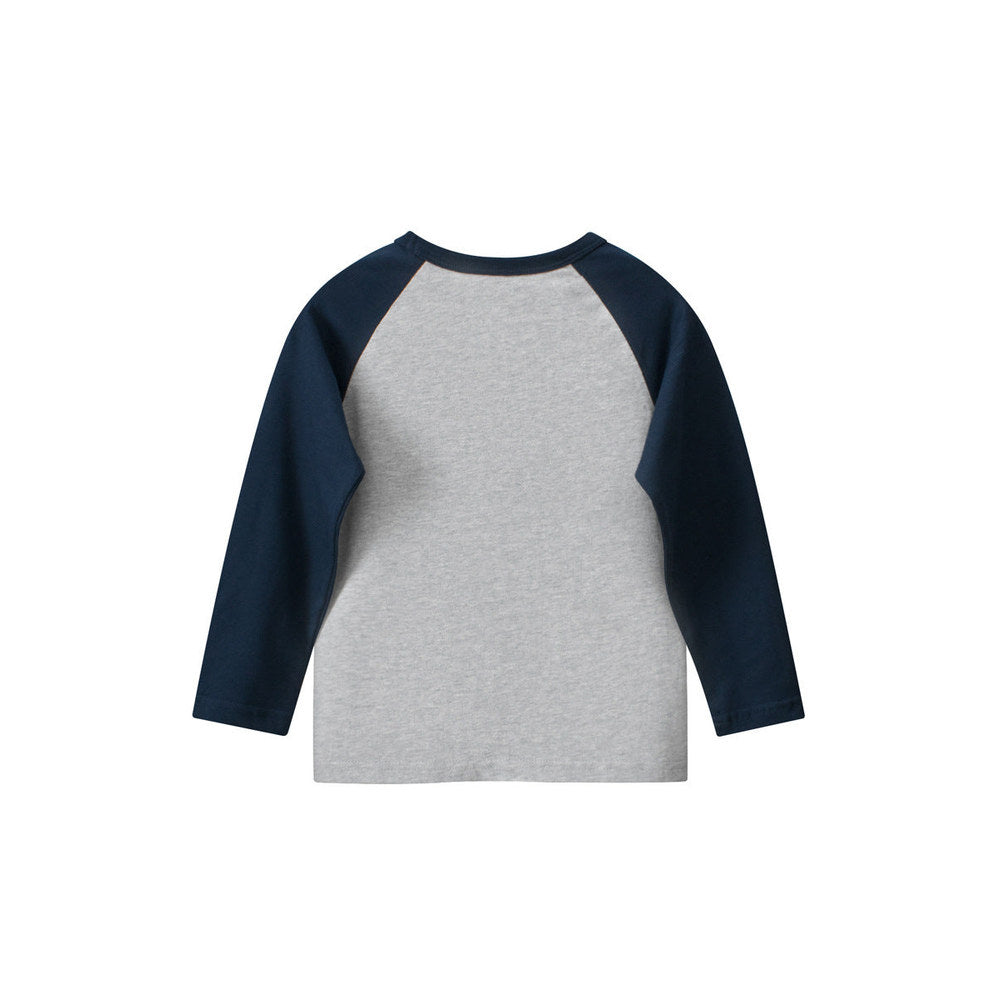 MyKids-USA® Baby Boys Letters and Animals Print Color Patchwork Long Sleeves Crew Neck Base Top Shirt