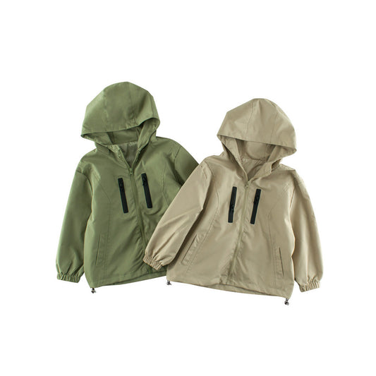 MyKids-USA® European and American Style Kids’ Outerwear: Color Patchwork Long Sleeves Single Breasted Hooded Coat for Children
