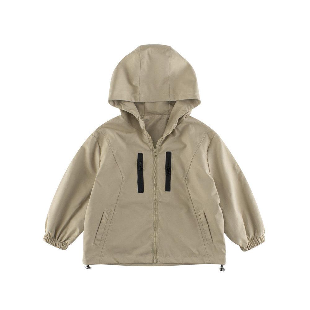 MyKids-USA® European and American Style Kids’ Outerwear: Color Patchwork Long Sleeves Single Breasted Hooded Coat for Children