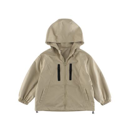 MyKids-USA® European and American Style Kids’ Outerwear: Color Patchwork Long Sleeves Single Breasted Hooded Coat for Children