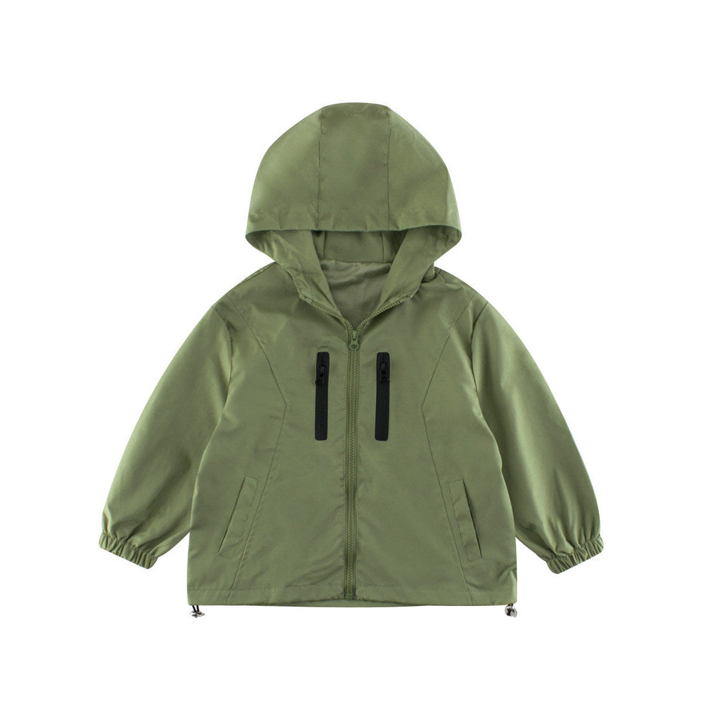 MyKids-USA® European and American Style Kids’ Outerwear: Color Patchwork Long Sleeves Single Breasted Hooded Coat for Children