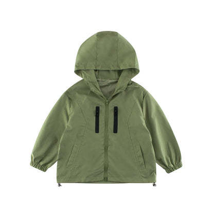 MyKids-USA® European and American Style Kids’ Outerwear: Color Patchwork Long Sleeves Single Breasted Hooded Coat for Children