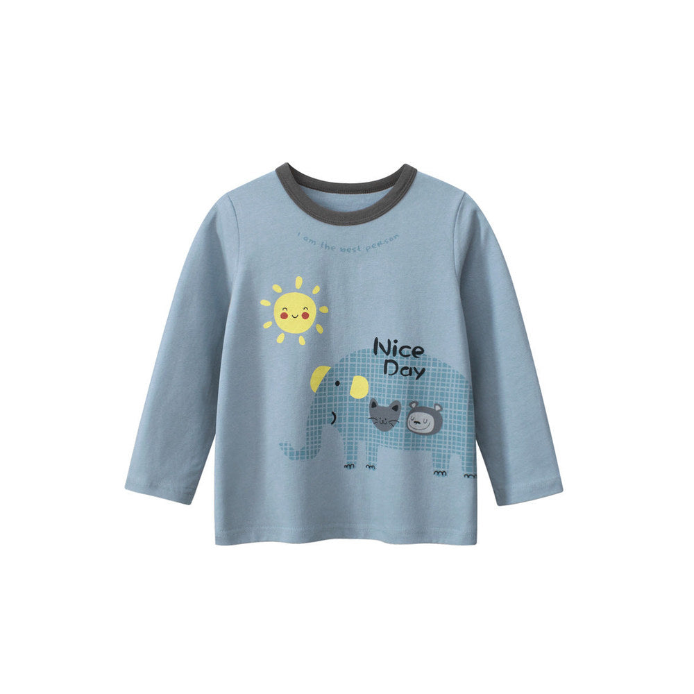 MyKids-USA® Baby Boys Letters and Animals Print Long Sleeves Crew Neck Base Top Shirt