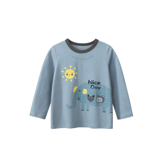 MyKids-USA® Baby Boys Letters and Animals Print Long Sleeves Crew Neck Base Top Shirt