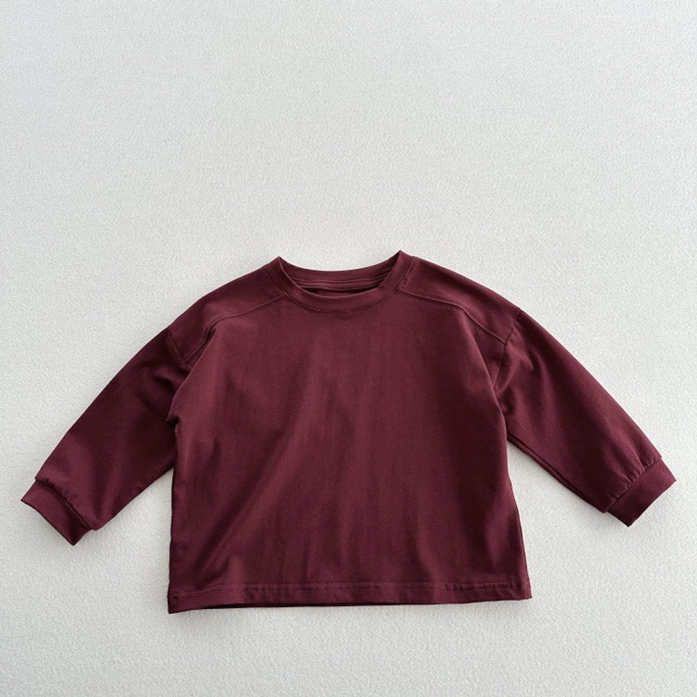 MyKids-USA® Kids Unisex Soft Comfortable Long Sleeves Solid Color Top Casual T-shirt