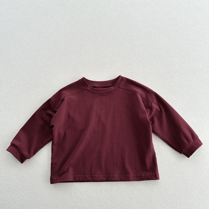 MyKids-USA® Kids Unisex Soft Comfortable Long Sleeves Solid Color Top Casual T-shirt
