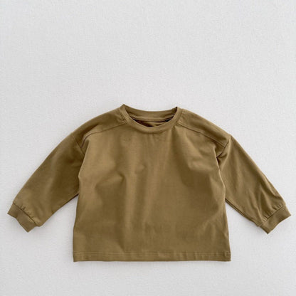 MyKids-USA® Kids Unisex Soft Comfortable Long Sleeves Solid Color Top Casual T-shirt