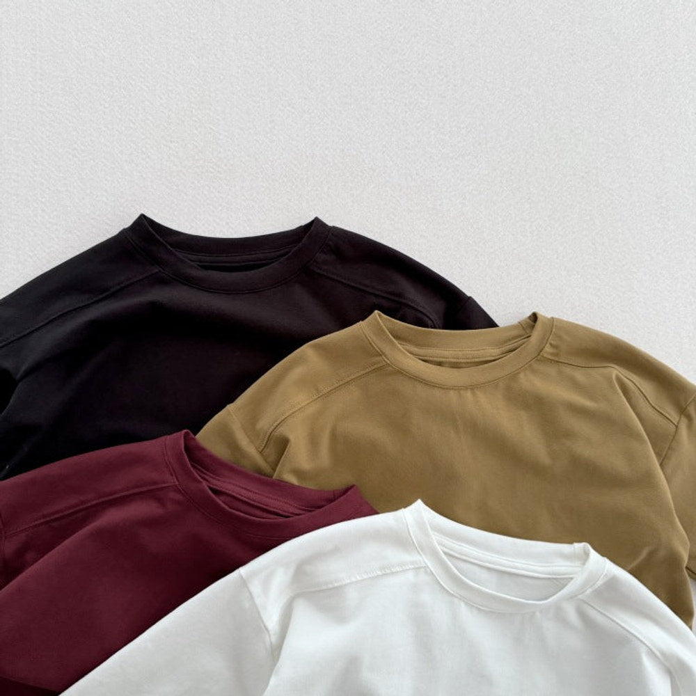 MyKids-USA® Kids Unisex Soft Comfortable Long Sleeves Solid Color Top Casual T-shirt