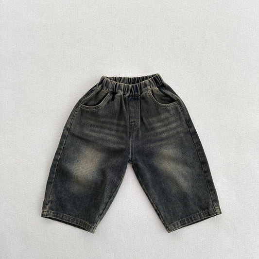 MyKids-USA® Modern Casual Unisex Vintage Blue Denim Elastic American Style Pants
