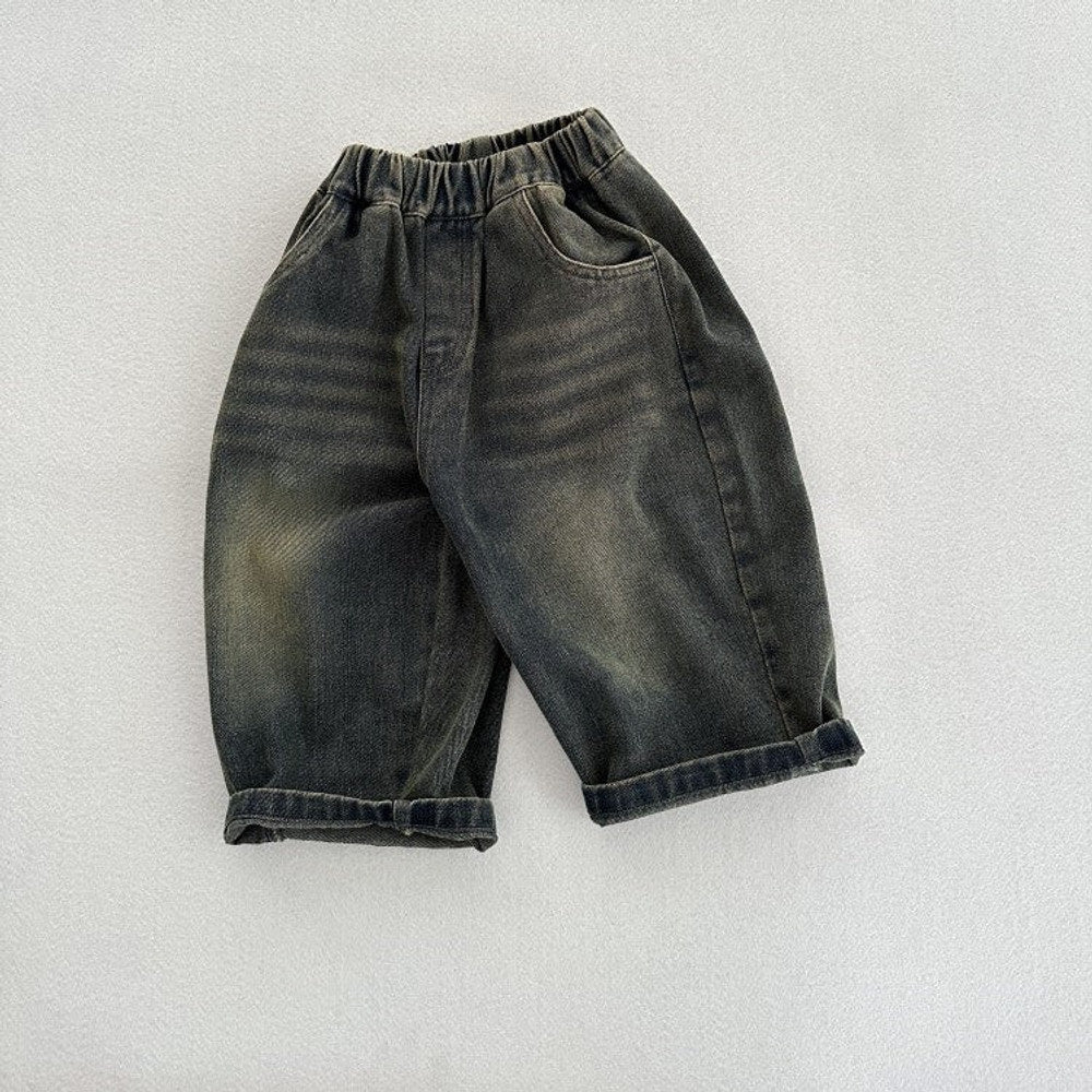 MyKids-USA® Modern Casual Unisex Vintage Blue Denim Elastic American Style Pants