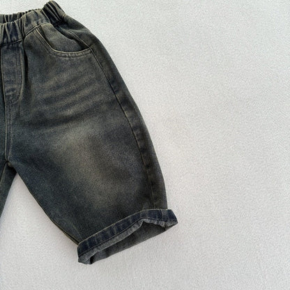 MyKids-USA® Modern Casual Unisex Vintage Blue Denim Elastic American Style Pants