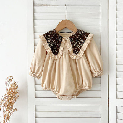 MyKids-USA® Vintage Flowers Pattern Embroidery Collar Baby Kids Girls bodysuit or Dress – Princess Sister Matching