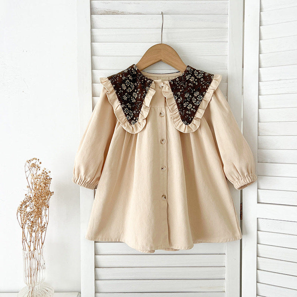 MyKids-USA® Vintage Flowers Pattern Embroidery Collar Baby Kids Girls bodysuit or Dress – Princess Sister Matching