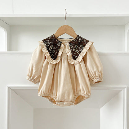 MyKids-USA® Vintage Flowers Pattern Embroidery Collar Baby Kids Girls bodysuit or Dress – Princess Sister Matching