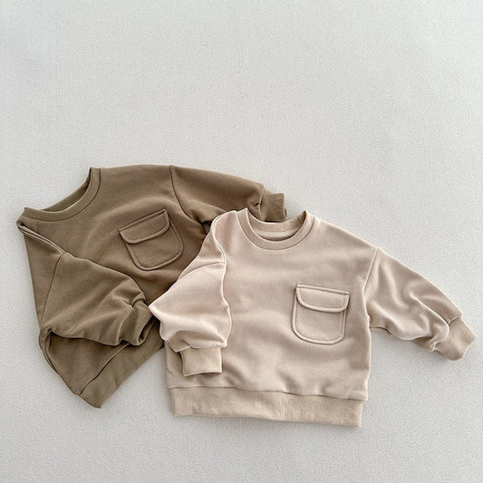 MyKids-USA® Kids Unisex Soft Comfortable Long Sleeves Solid Color Top Casual Pullover