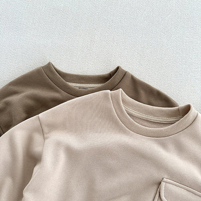MyKids-USA® Kids Unisex Soft Comfortable Long Sleeves Solid Color Top Casual Pullover