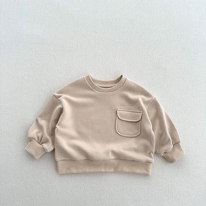 MyKids-USA® Kids Unisex Soft Comfortable Long Sleeves Solid Color Top Casual Pullover