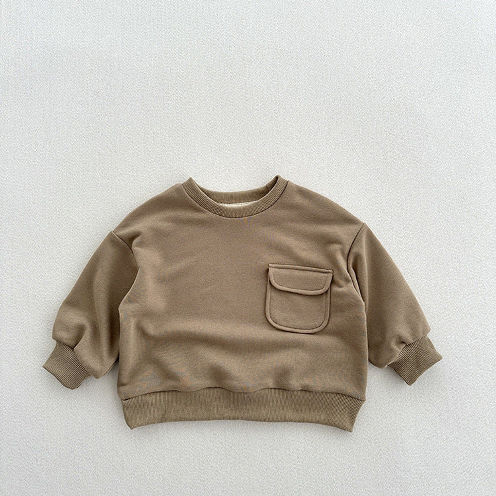 MyKids-USA® Kids Unisex Soft Comfortable Long Sleeves Solid Color Top Casual Pullover