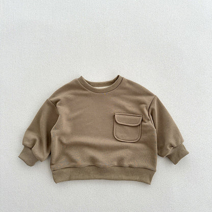 MyKids-USA® Kids Unisex Soft Comfortable Long Sleeves Solid Color Top Casual Pullover