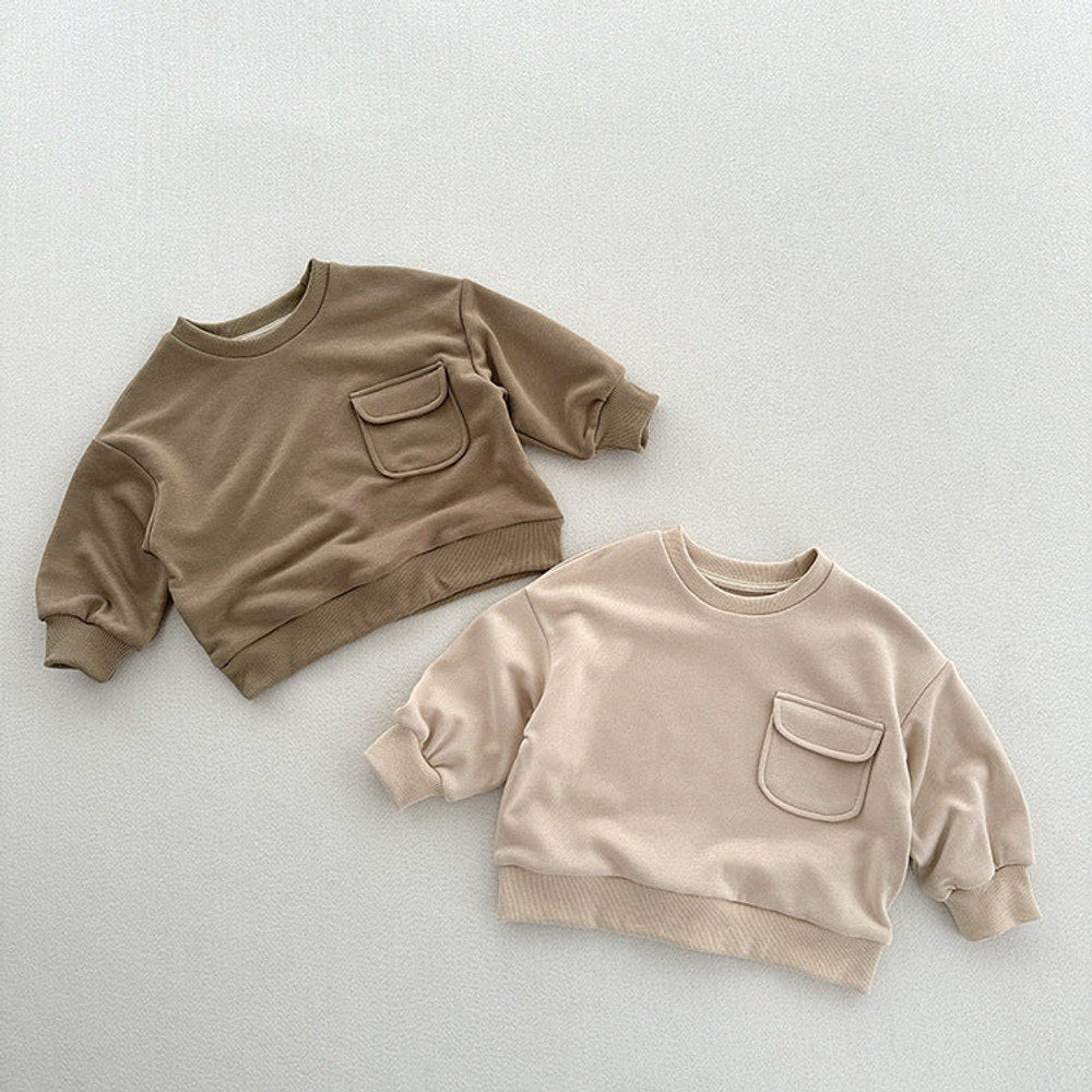 MyKids-USA® Kids Unisex Soft Comfortable Long Sleeves Solid Color Top Casual Pullover