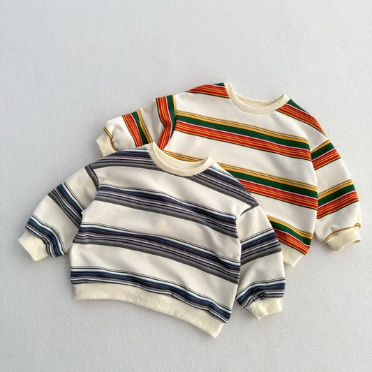 MyKids-USA® Kids Unisex Soft Comfortable Long Sleeves Striped Top Casual Sweatshirt